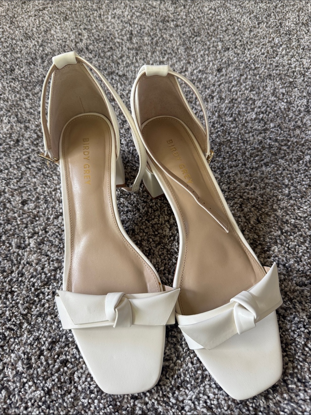 Birdy Grey Cream Knot-Front Block Heel Sandals